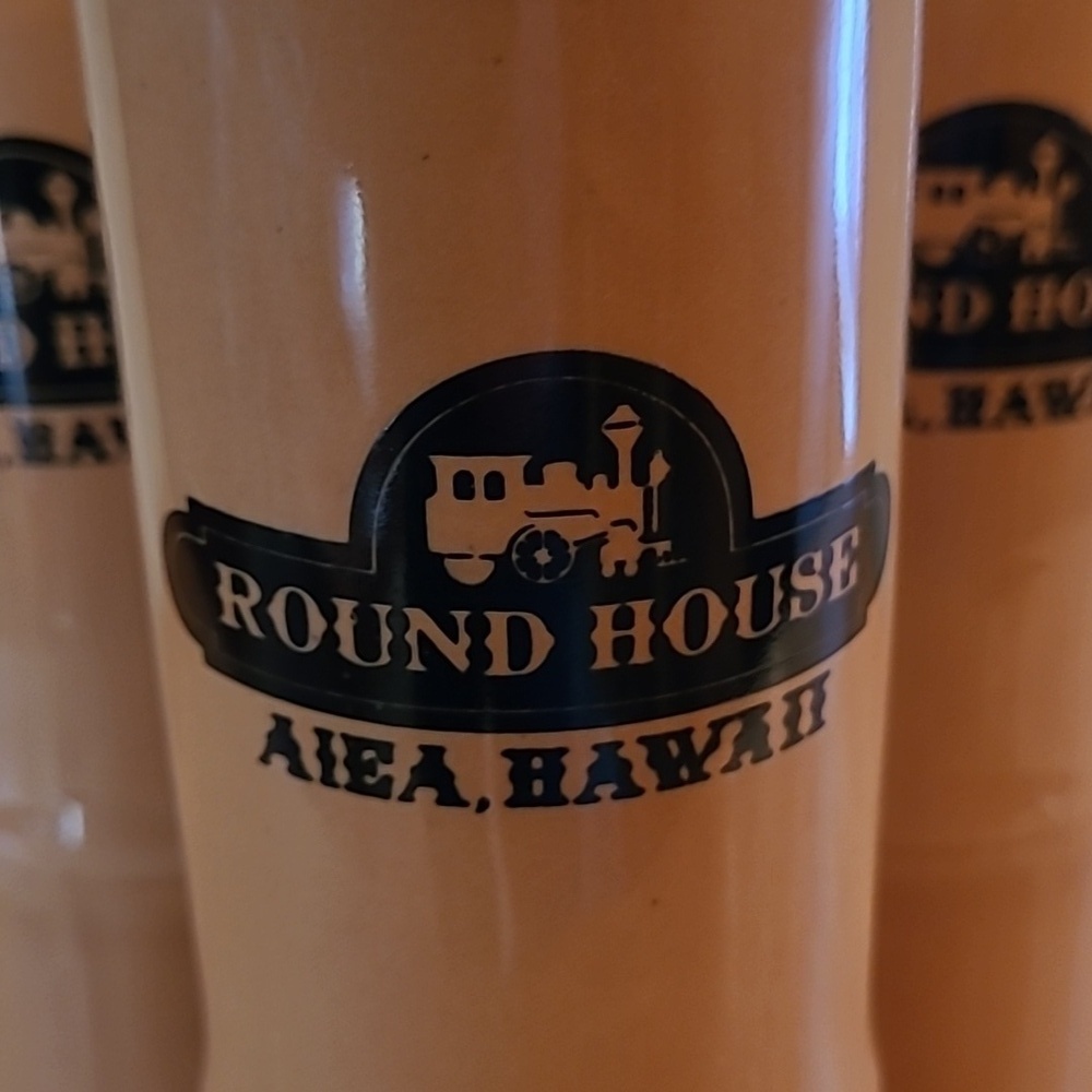 VINTAGE Round House Restaurant Aiea Hawaii Ceramic Bamboo Tiki Mugs - Picture 6 of 16